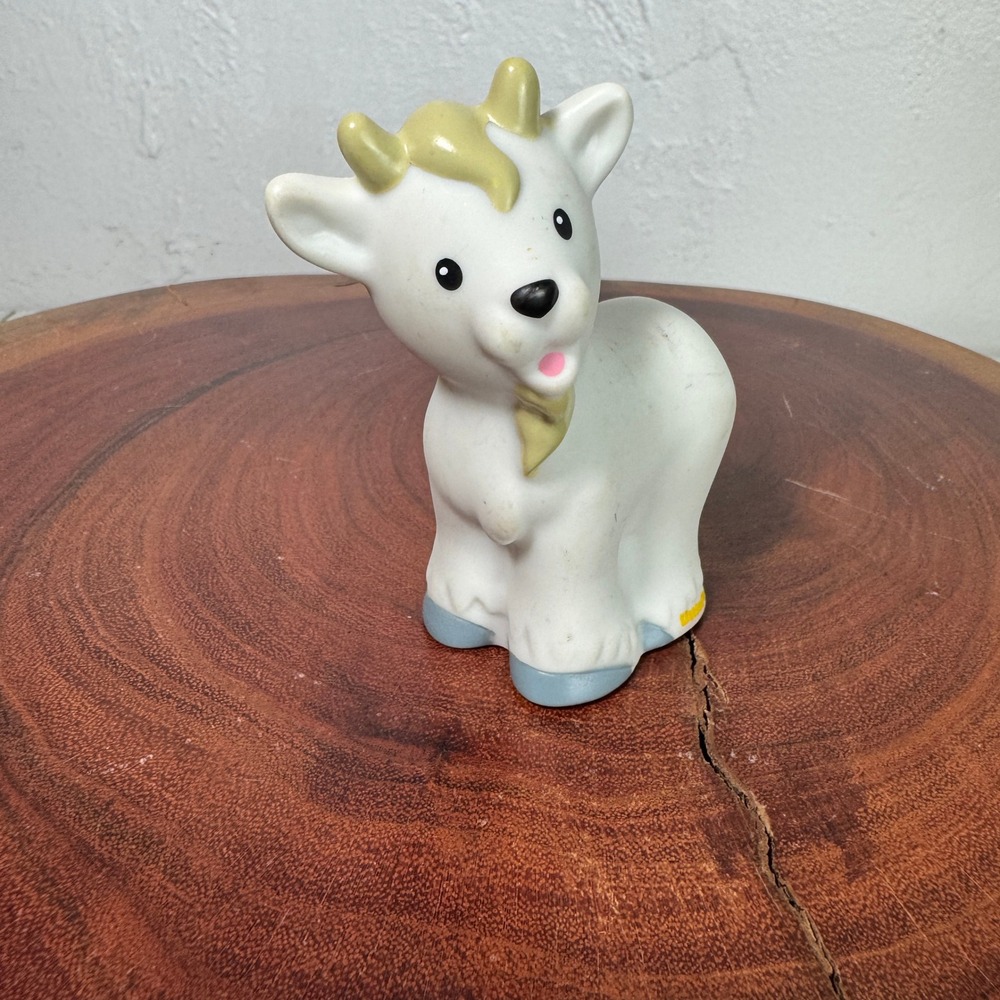 Fisher-Price Little People Goat Farm Animal White‎ Tan Figure CHD20 2014